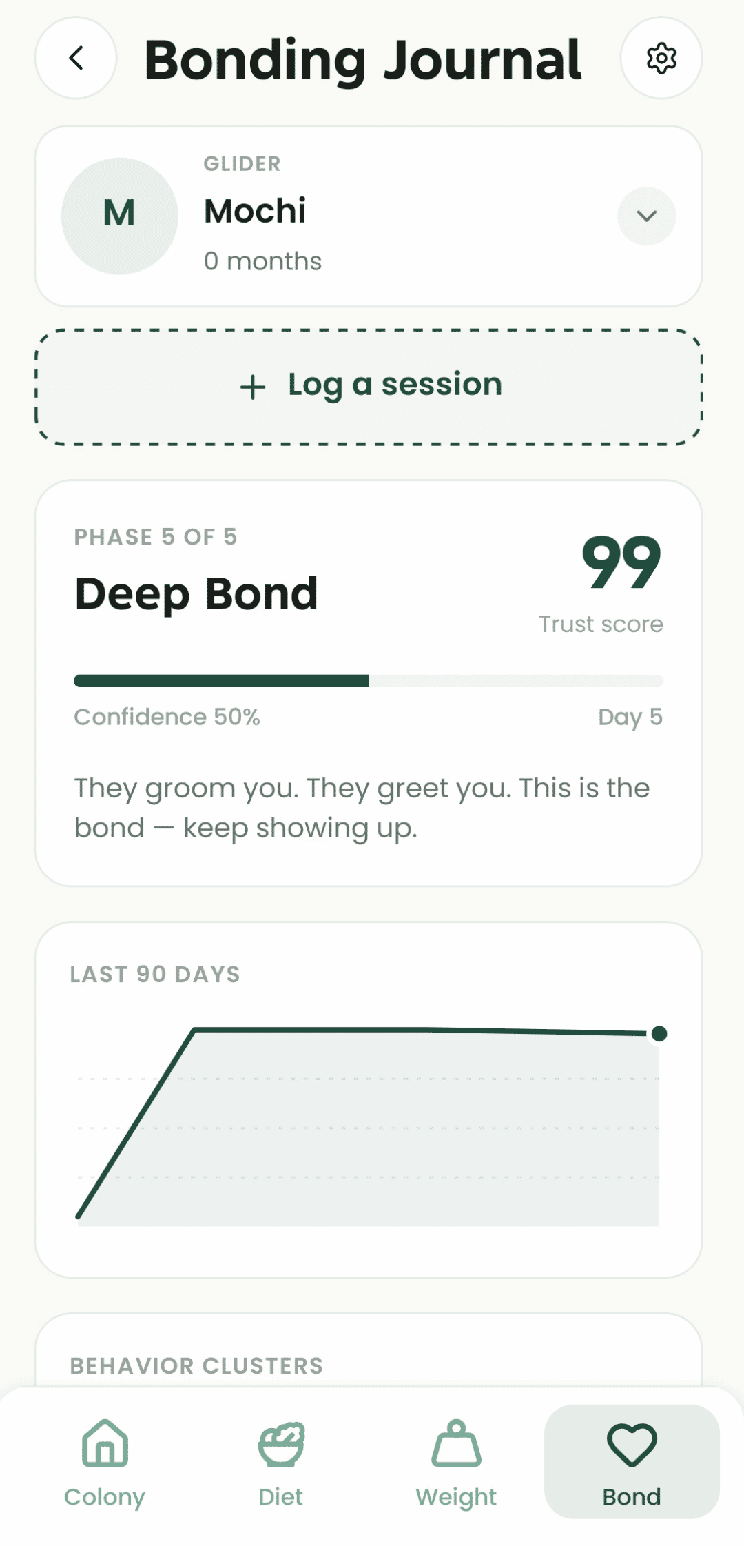 Bonding journal trust score screen